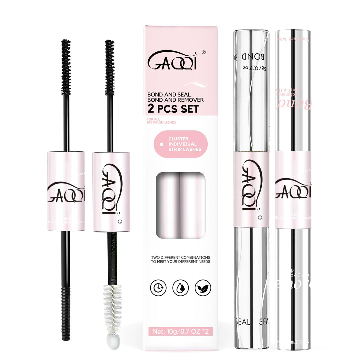 GAQQI Lash Bond and Seal + Remover Set front view with packaging