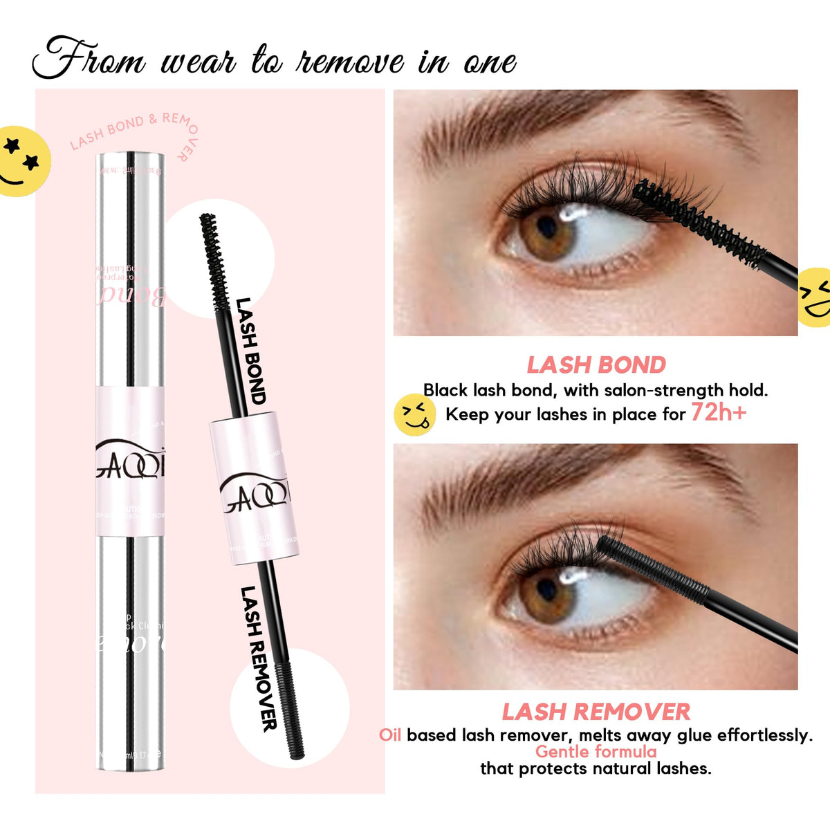 GAQQI Lash Bond and Seal + Remover Set on a makeup table