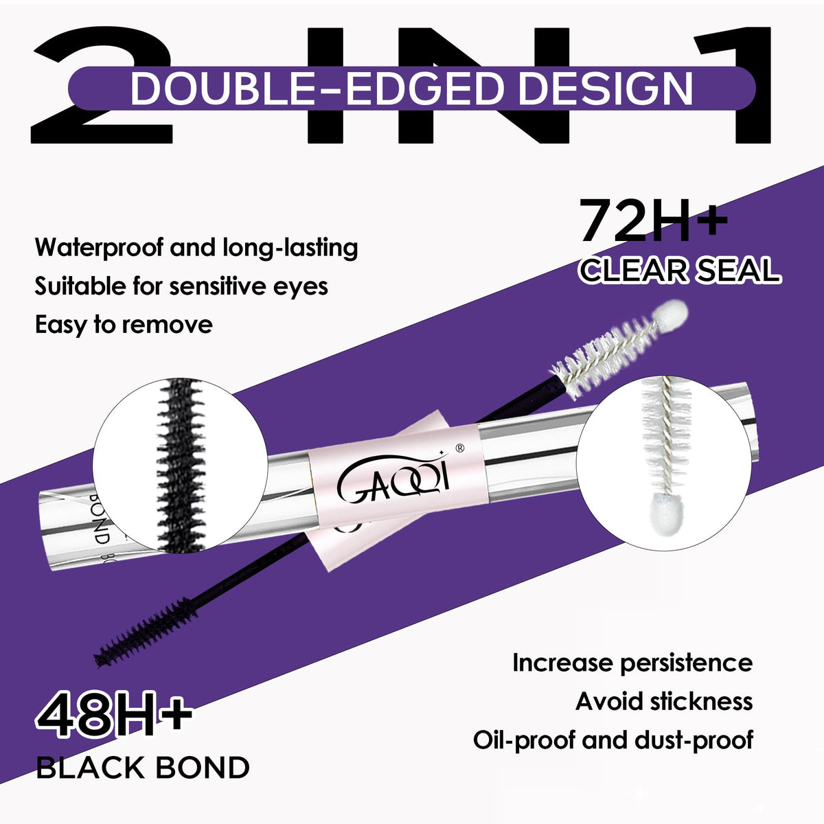 GAQQI Lash Bond and Seal + Remover Set showing dual-ended design