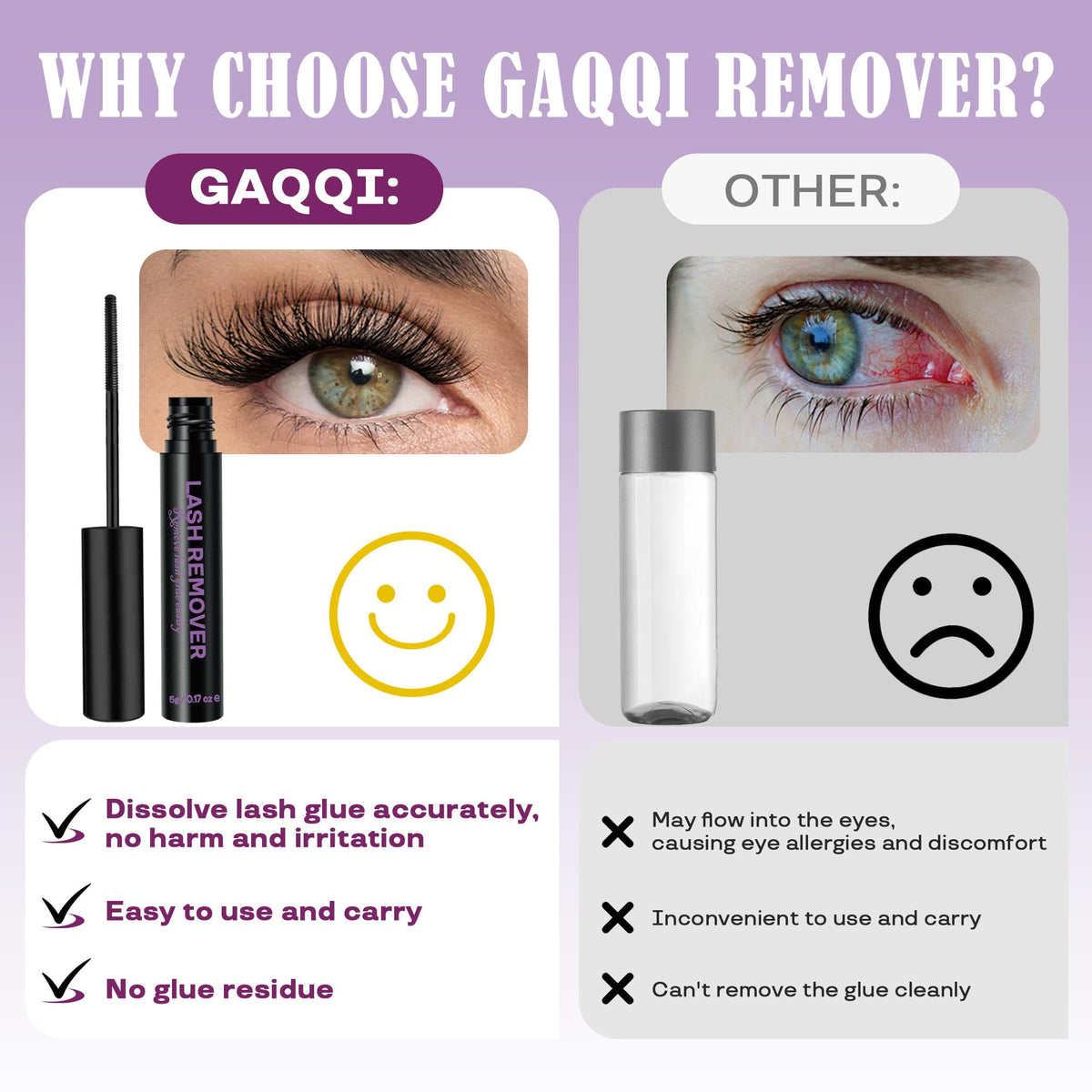 GAQQI Lash Cluster Remover 5ml on a vanity table