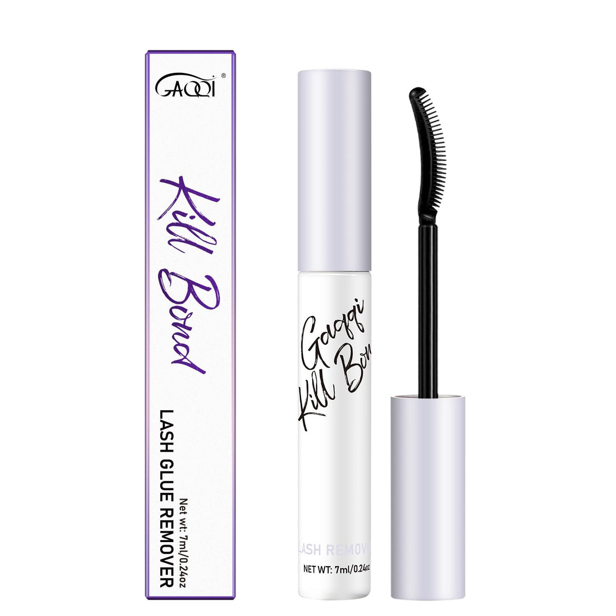 GAQQI Lash Remover 7ml front view with comb brush