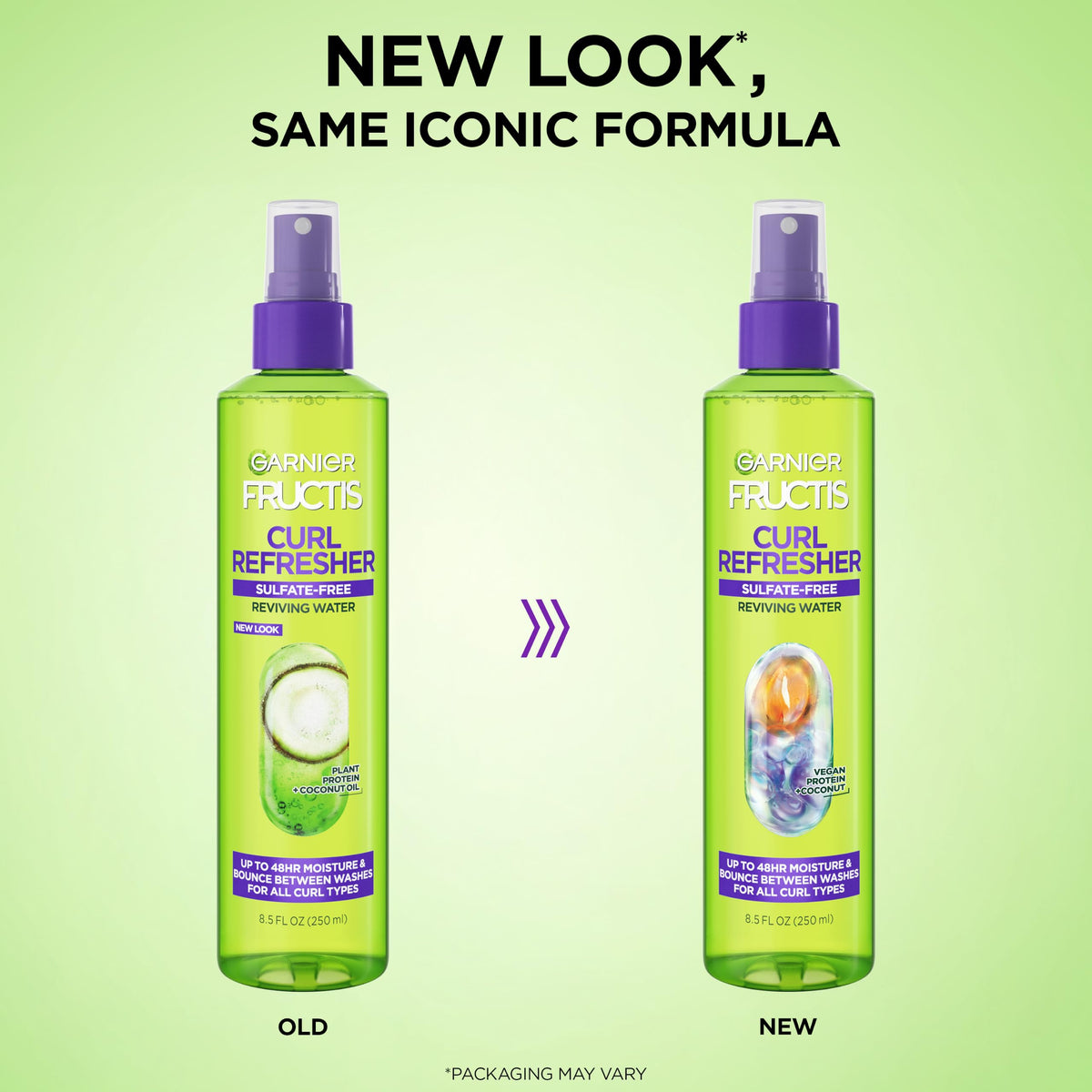 Garnier Curl Refresher bottle with label detail
