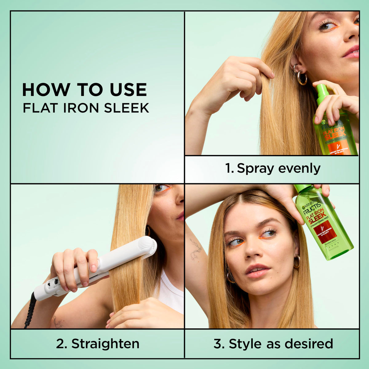 Garnier Fructis Flat Iron Perfector Straightening Mist 6 oz packaging