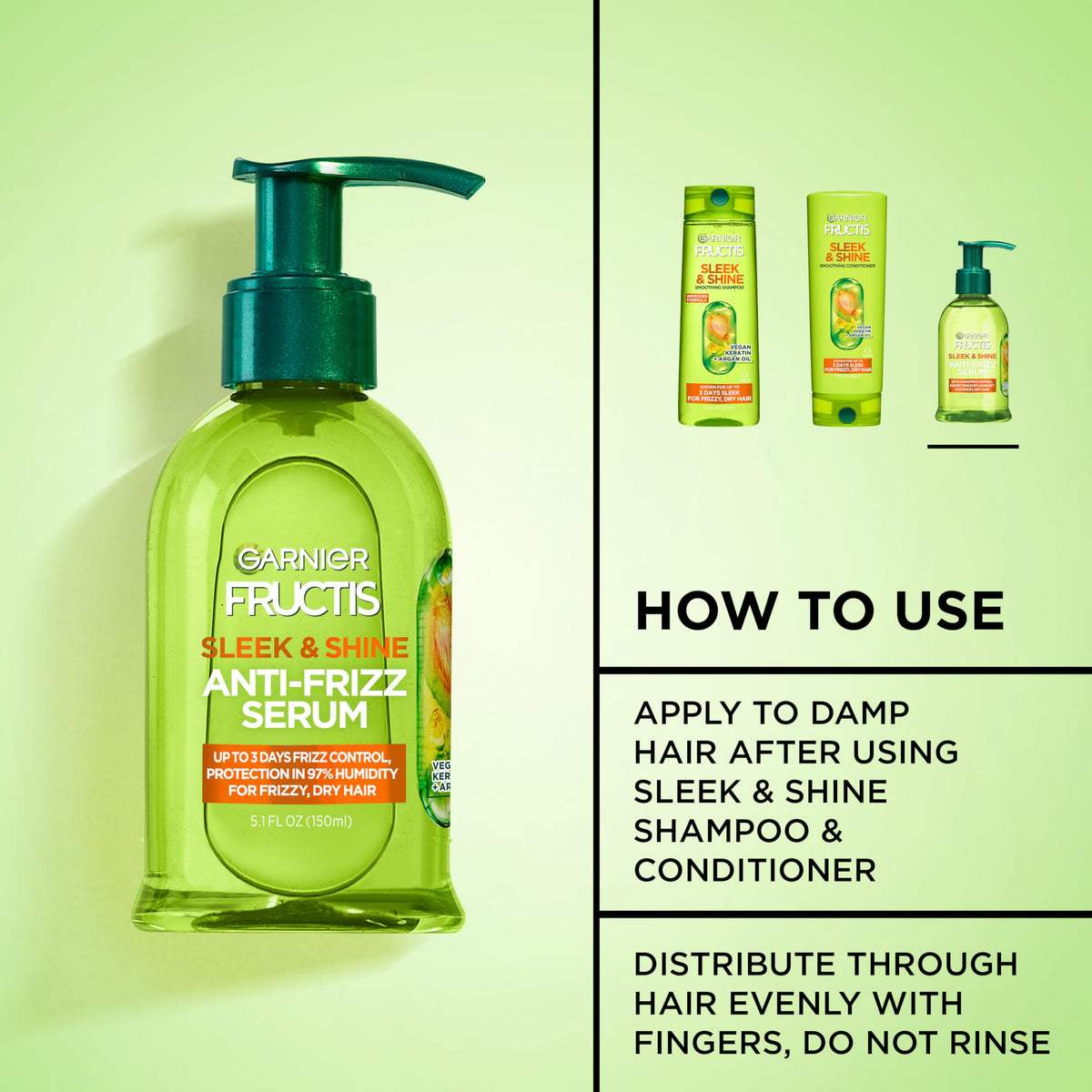 Garnier Fructis Sleek & Shine Anti-Frizz Hair Serum with pump