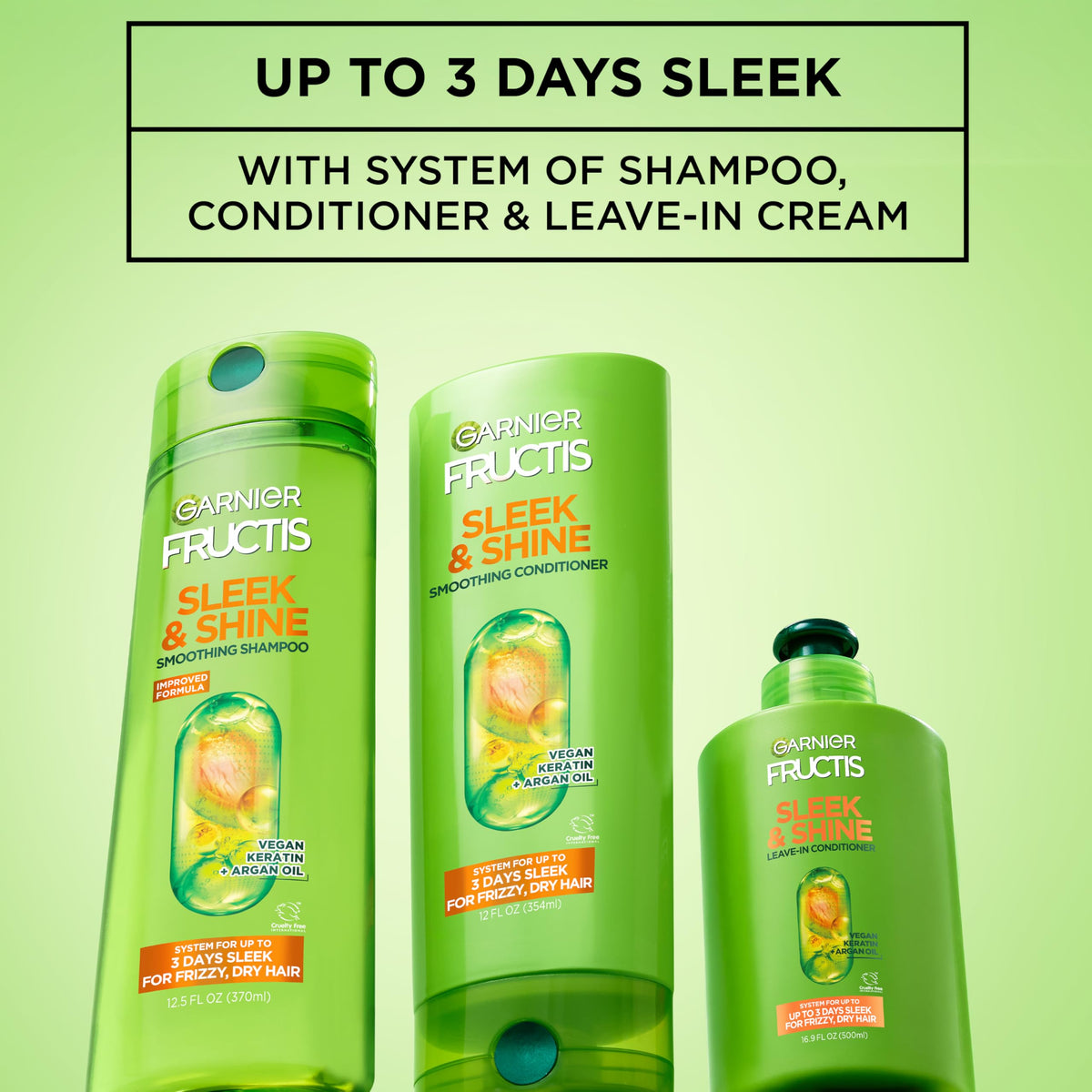 Garnier Fructis Sleek & Shine Leave-In Conditioner Cream application on hair