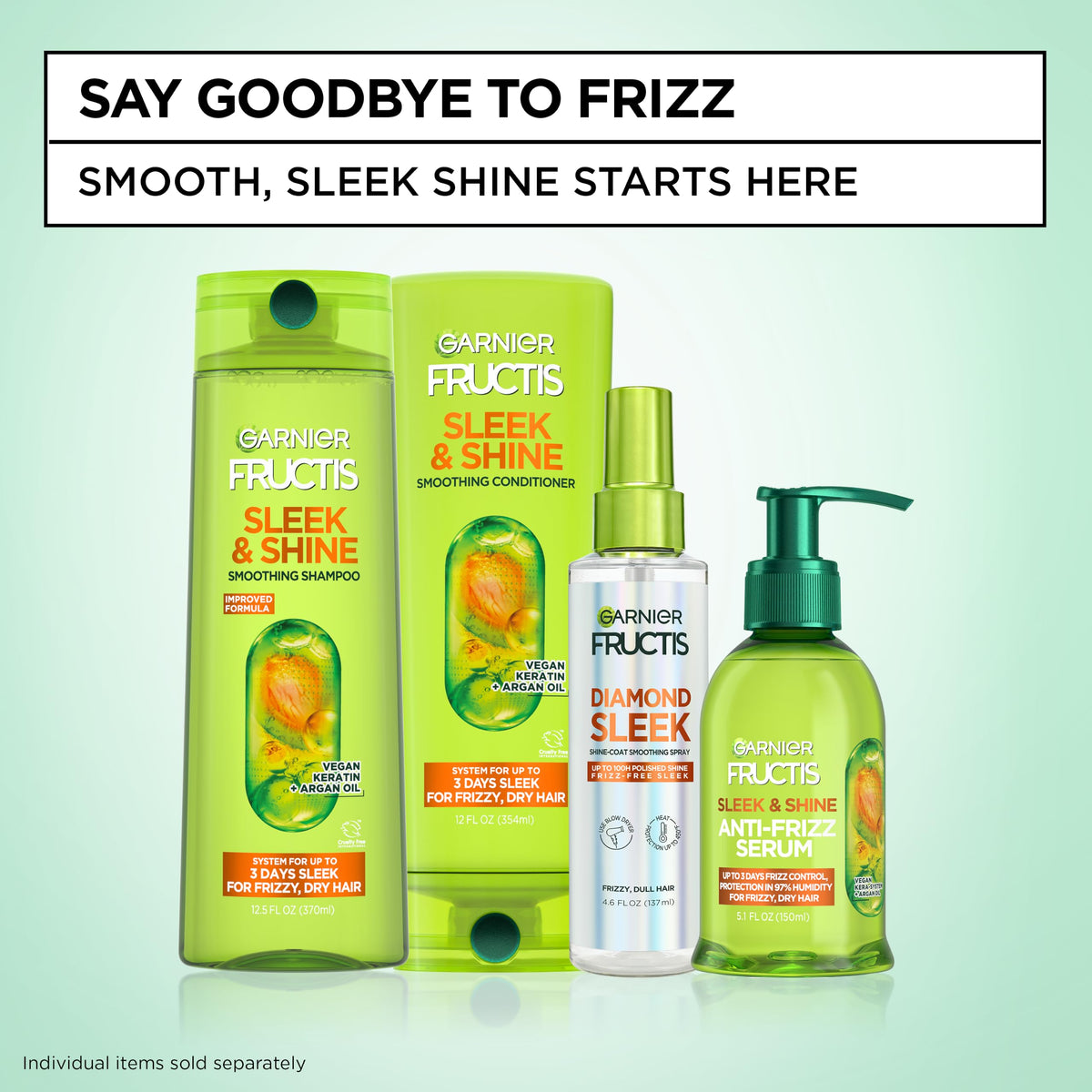 Garnier Fructis Sleek & Shine Shampoo and Conditioner lifestyle scene