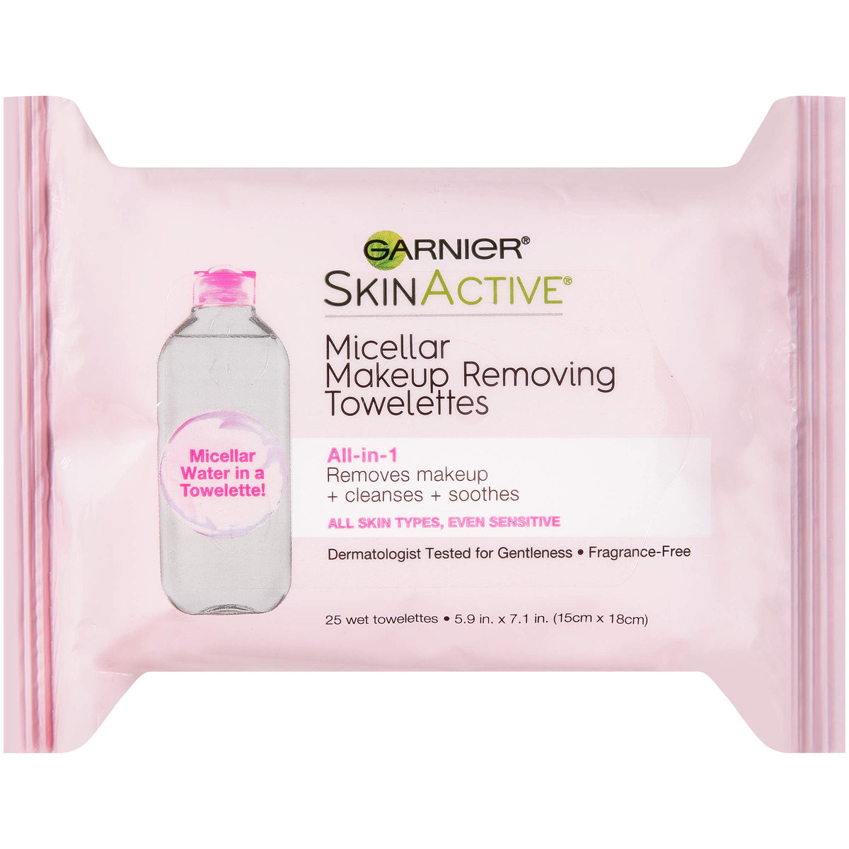 Garnier Micellar Facial Cleanser Wipes front view packaging