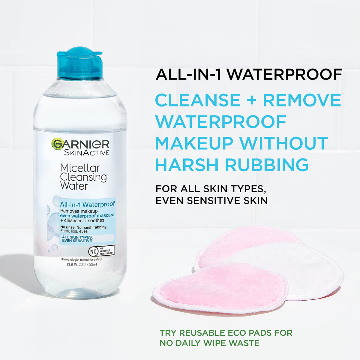 Garnier Micellar Water 400ml back view with ingredient list