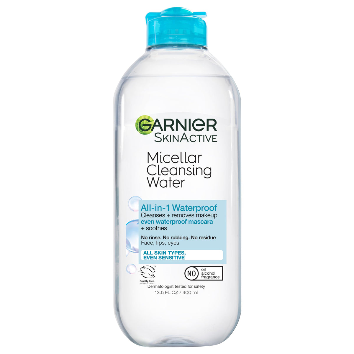 Garnier Micellar Water 400ml front view with clear bottle