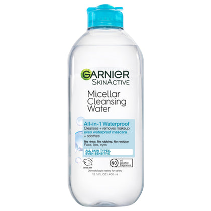 Garnier Micellar Water 400ml front view with clear bottle