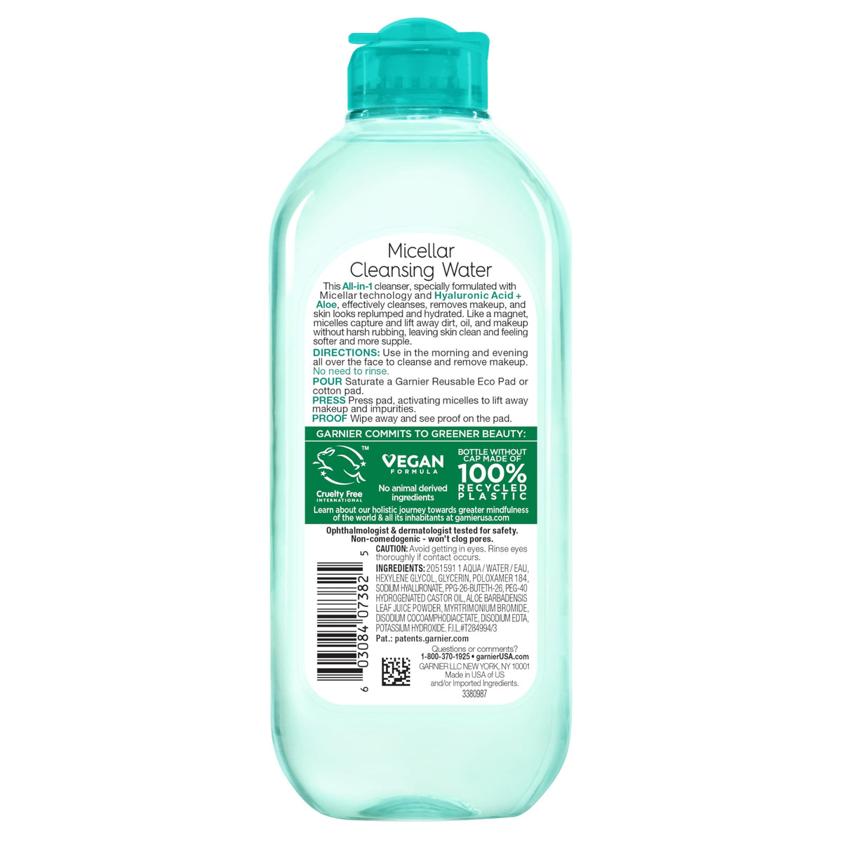 Garnier Micellar Water 400ml with aloe vera plant