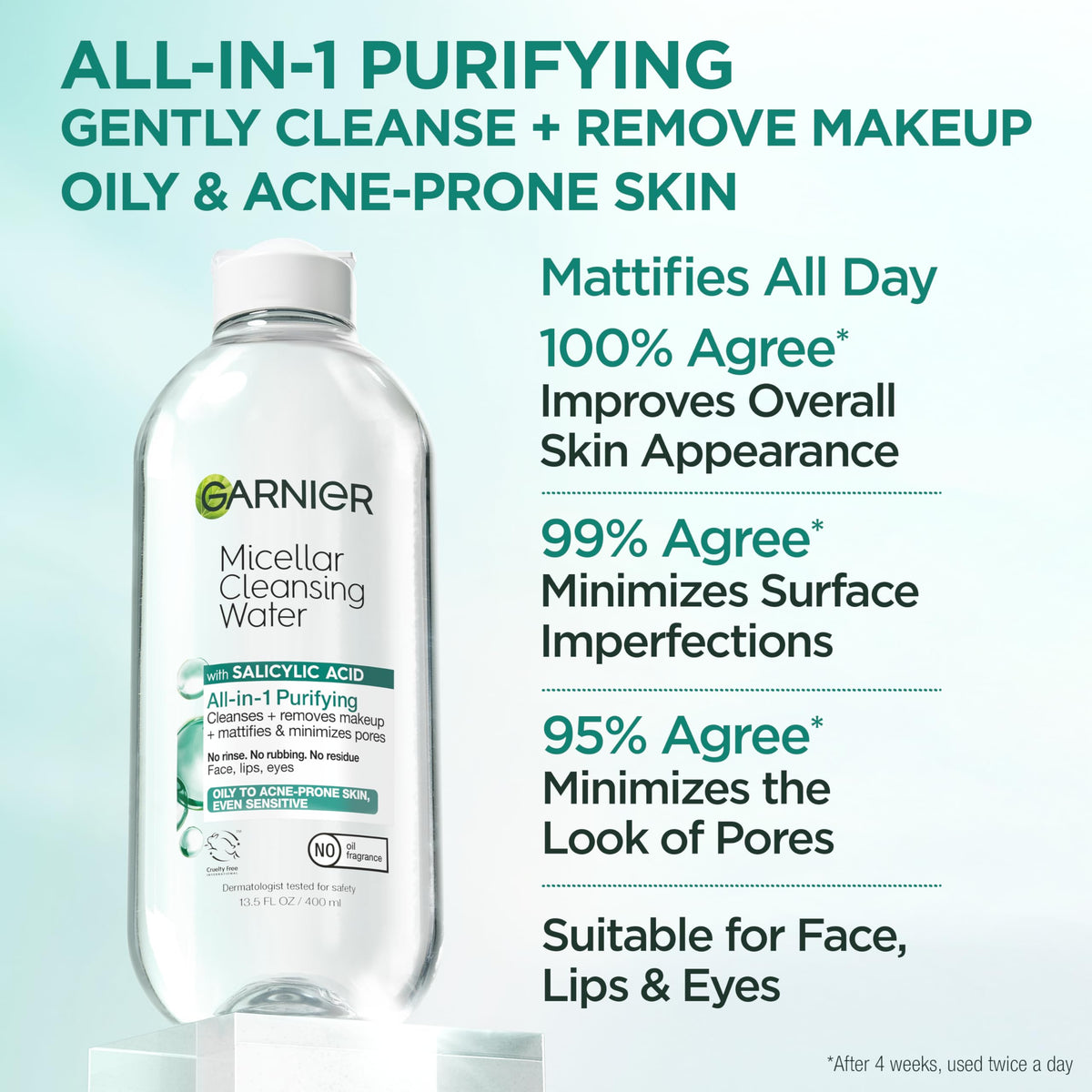 Garnier Micellar Water bottle side view