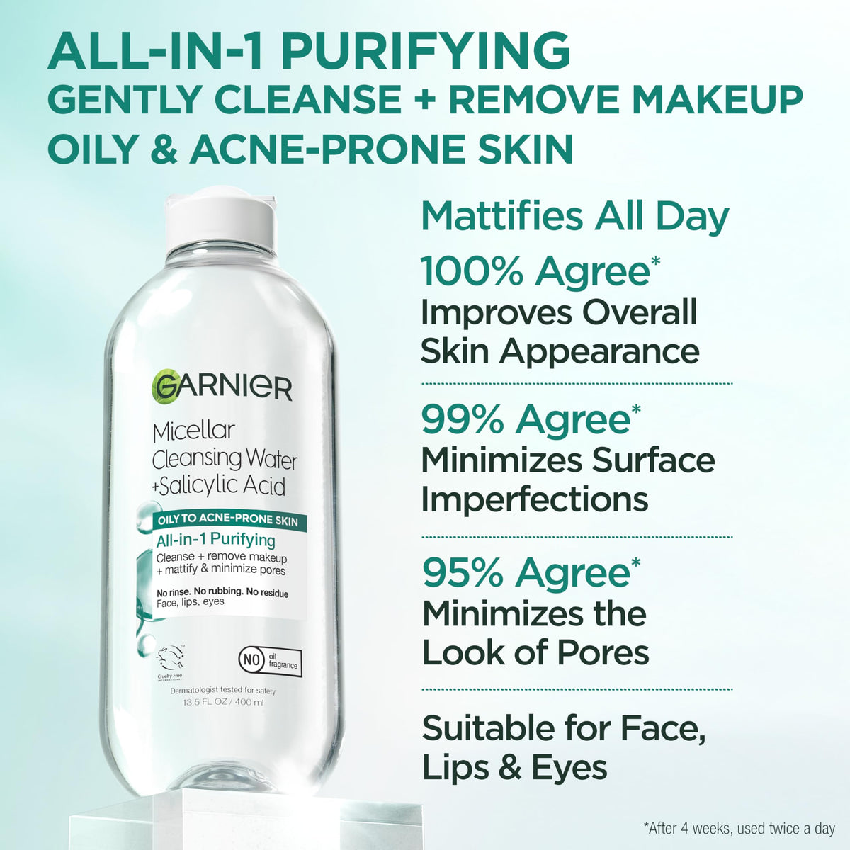Garnier Micellar Water with Salicylic Acid close-up of bottle