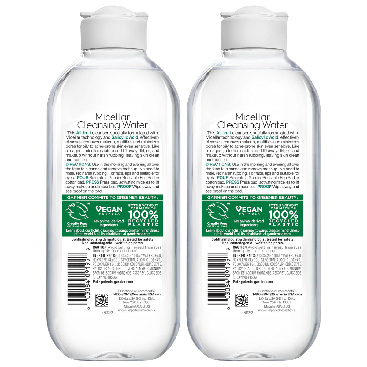 Garnier Micellar Water with Salicylic Acid in use on a model