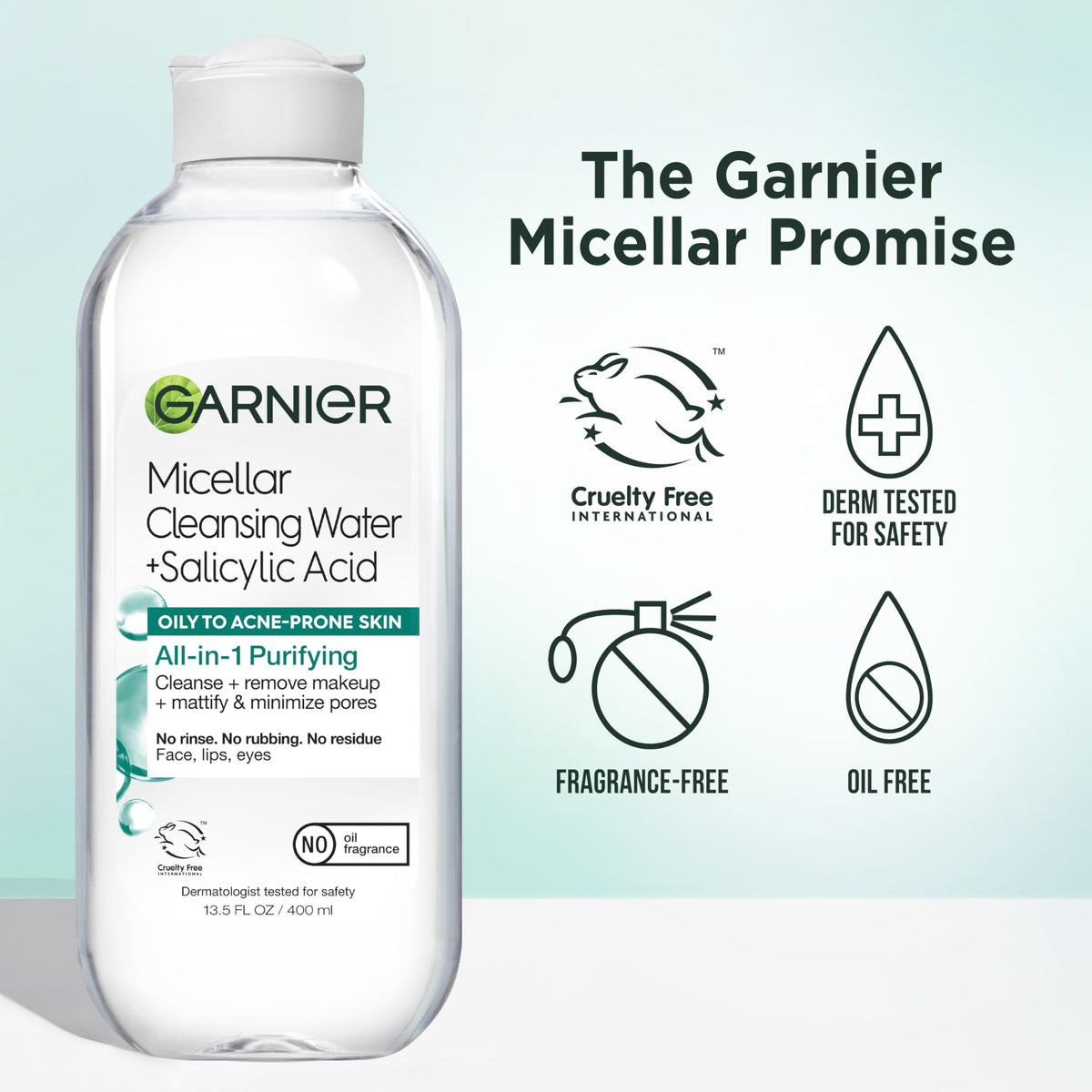 Garnier Micellar Water with Salicylic Acid with makeup removal pads