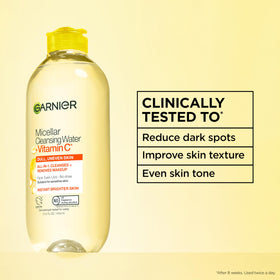 Garnier Micellar Water with Vitamin C side view 400mL bottle