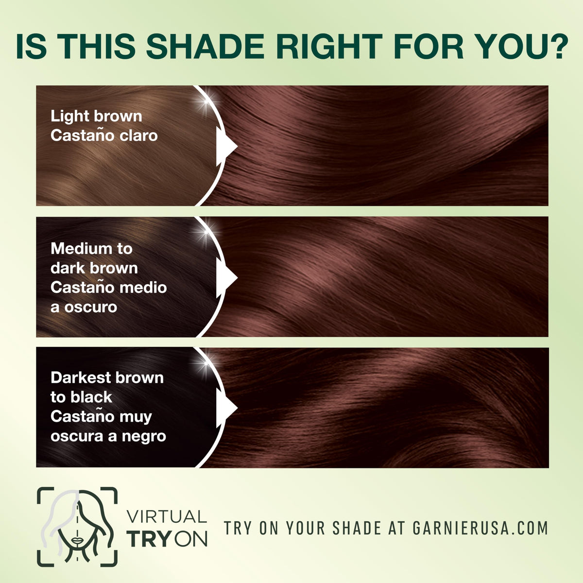 Garnier Nutrisse 415 Soft Mahogany hair colour on model