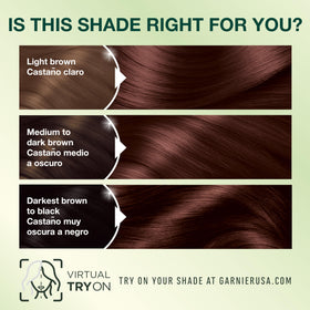 Garnier Nutrisse 415 Soft Mahogany hair colour on model