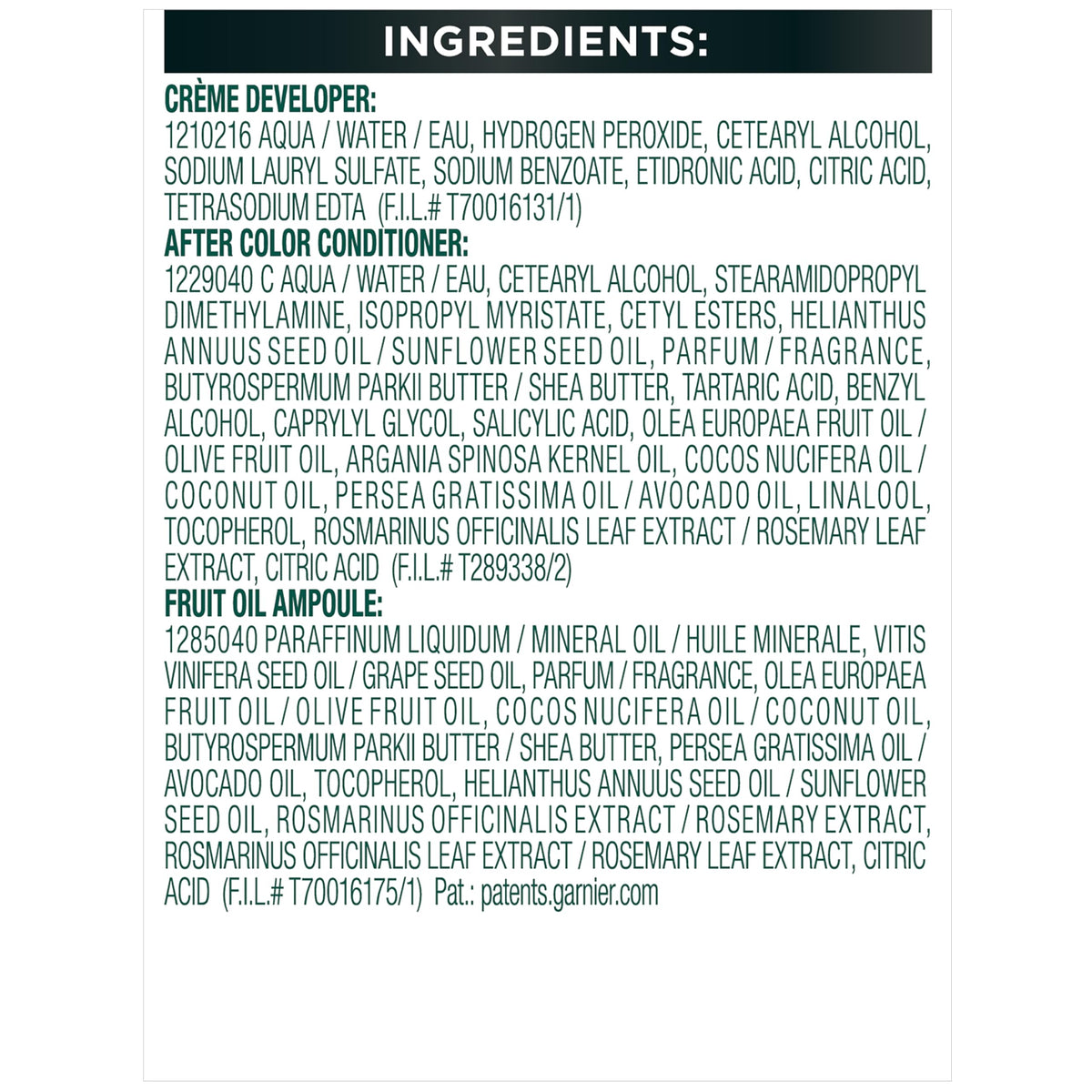 Garnier Nutrisse hair dye application tools and gloves