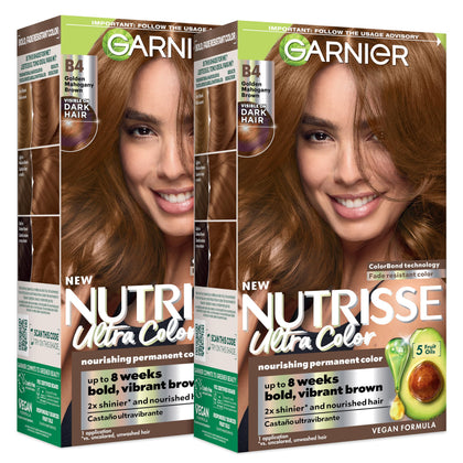 Garnier Nutrisse Ultra Color Hair Dye B4 Golden Mahogany Brown front view