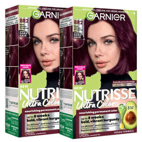 Garnier Nutrisse Ultra Color Hair Dye BR2 Dark Intense Burgundy packaging front view