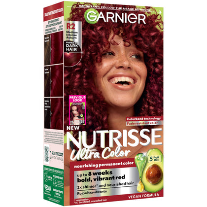 Garnier Nutrisse Ultra Color Hair Dye R2 Medium Intense Auburn front view
