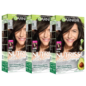 Garnier Nutrisse Ultra Coverage Hair Colour 400 Deep Dark Brown front view