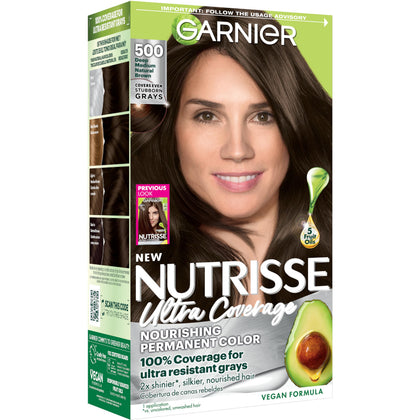 Garnier Nutrisse Ultra Coverage Hair Colour 500 Deep Medium Natural Brown packaging front view
