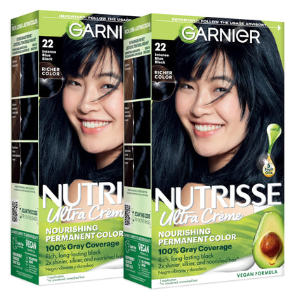 Garnier Nutrisse Ultra Crème Hair Color 22 Intense Blue Black front view