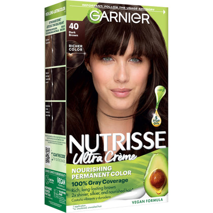 Garnier Nutrisse Ultra Crème Hair Color 40 Dark Brown packaging front view