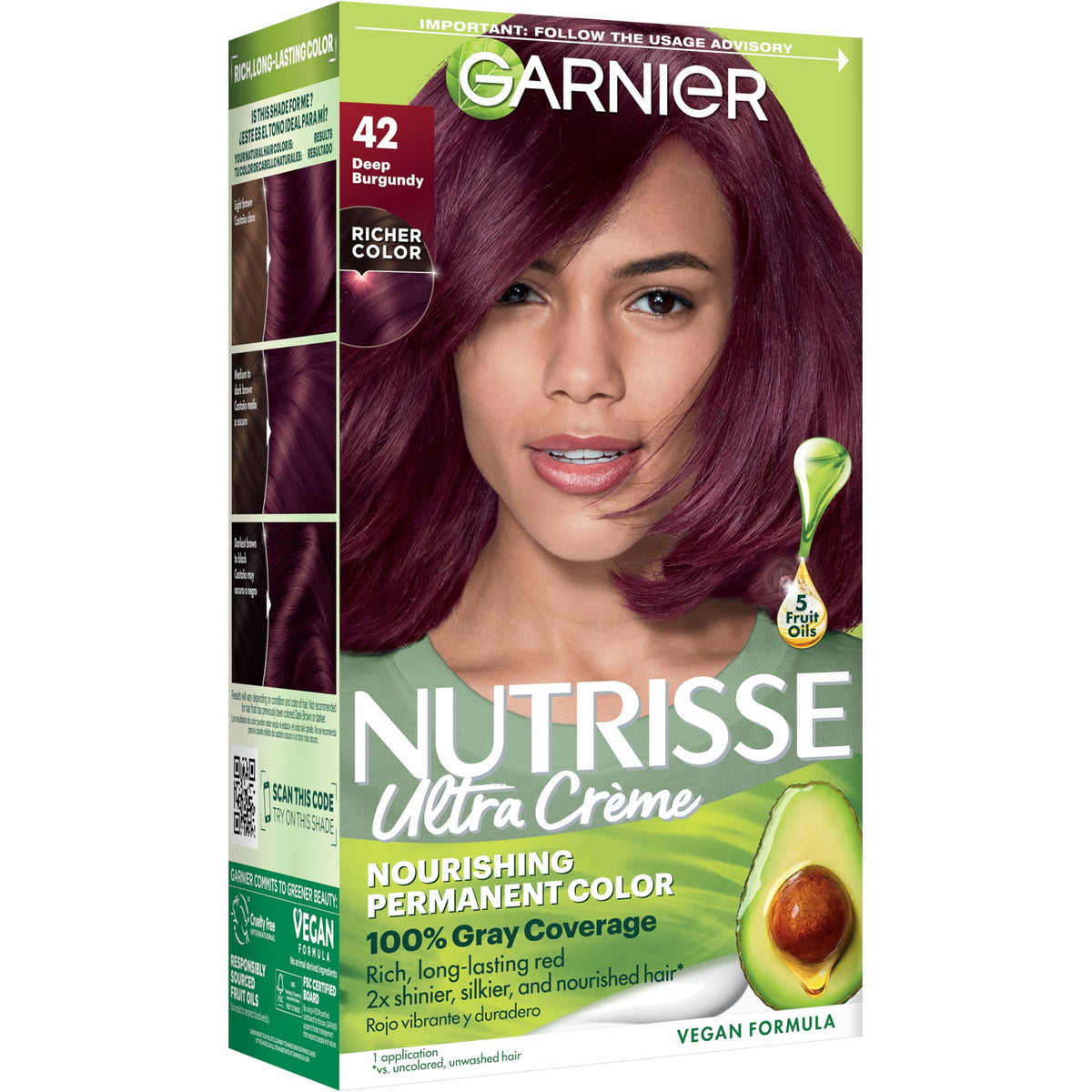 Garnier Nutrisse Ultra Crème Hair Color 42 Deep Burgundy front view