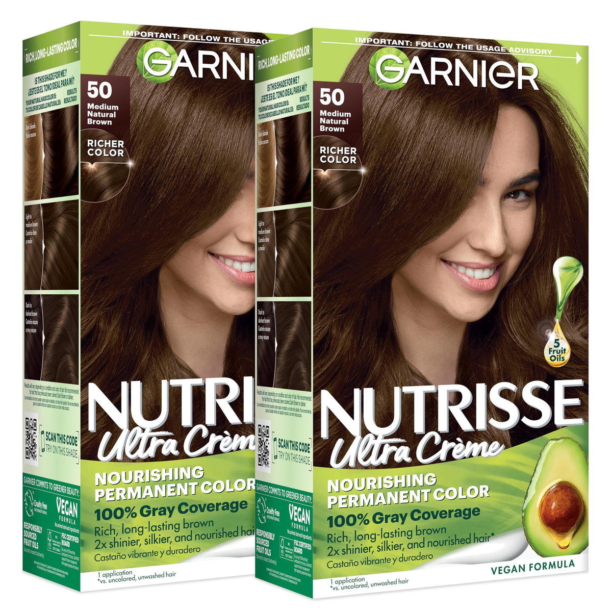 Garnier Nutrisse Ultra Crème Hair Color 50 Medium Natural Brown front view