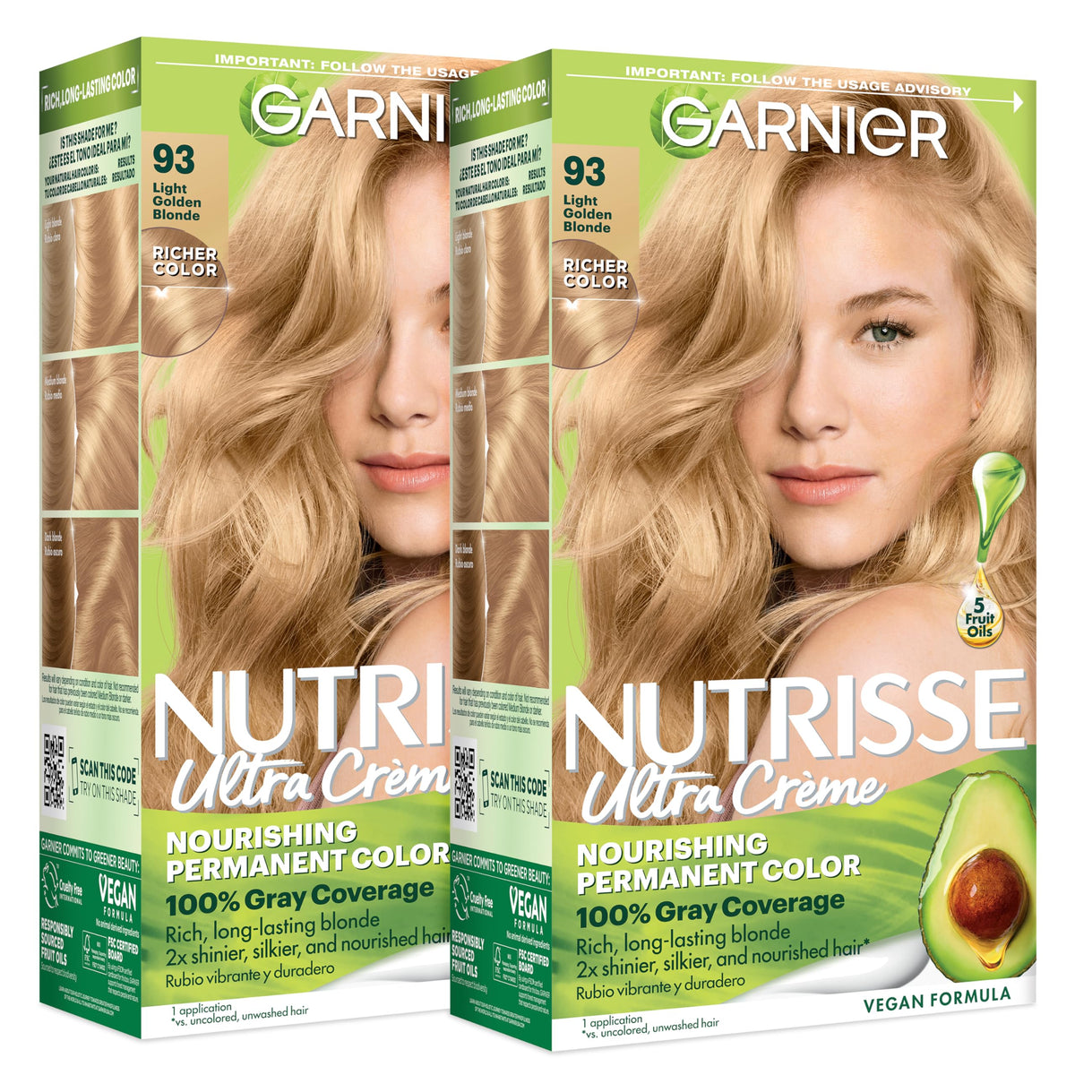 Garnier Nutrisse Ultra Crème Hair Color 93 Light Golden Blonde front view