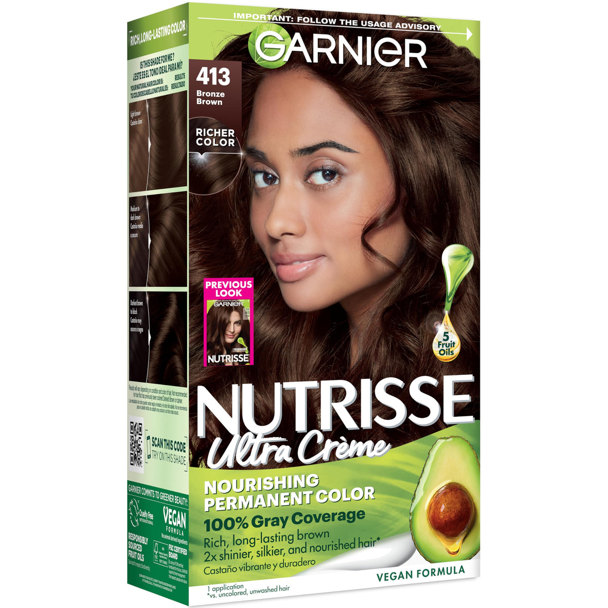 Garnier Nutrisse Ultra Crème Hair Colour 413 Bronze Brown packaging front view