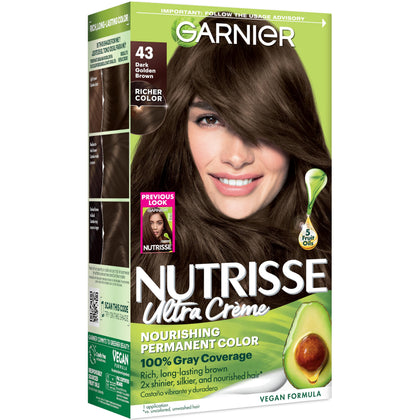 Garnier Nutrisse Ultra Crème Hair Colour 43 Dark Golden Brown box front view