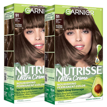 Garnier Nutrisse Ultra Crème Hair Colour 51 Medium Ash Brown front view