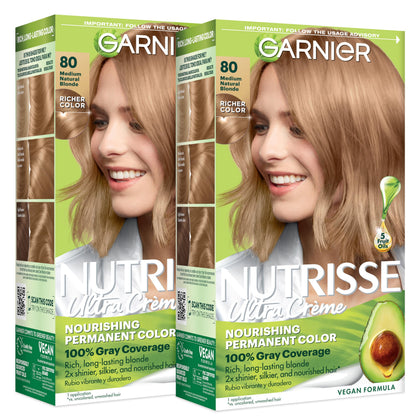 Garnier Nutrisse Ultra Crème Hair Colour 80 Medium Natural Blonde front view