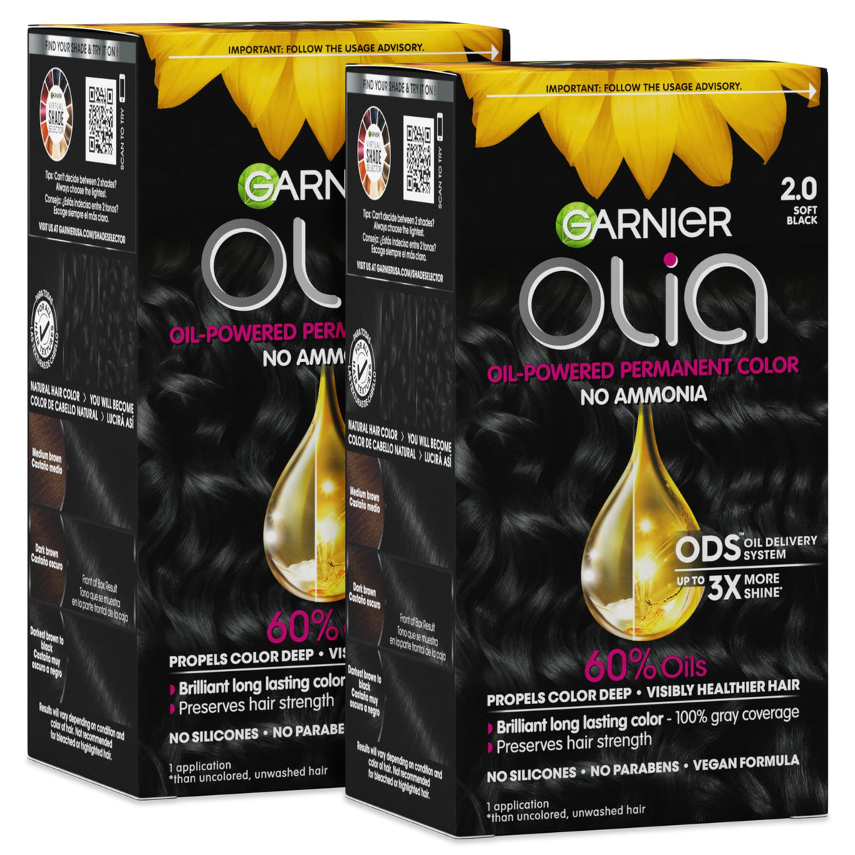 Garnier Olia Hair Colour 2.0 Soft Black front view