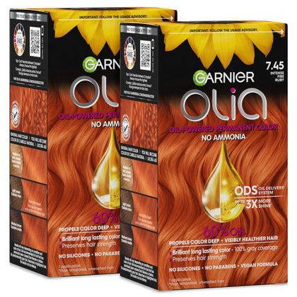 Garnier Olia Hair Colour 7.45 Intense Fire Ruby packaging front view