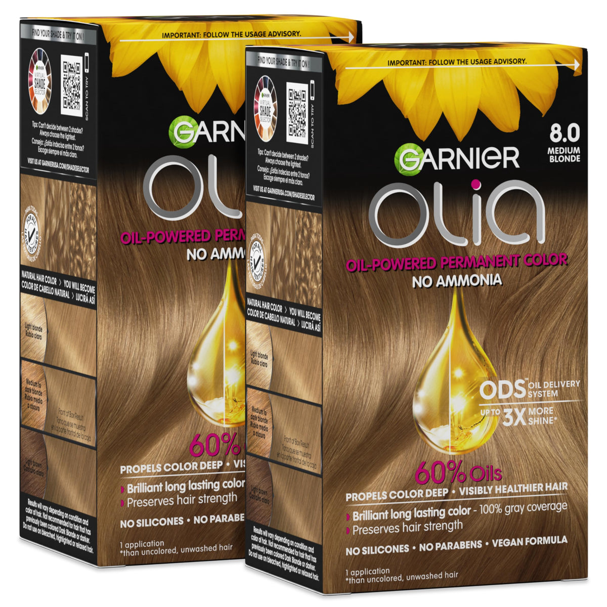 Garnier Olia Hair Colour 8.0 Medium Blonde packaging front view