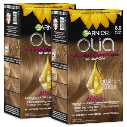 Garnier Olia Hair Colour 8.0 Medium Blonde packaging front view