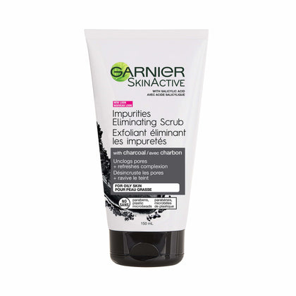 Garnier SkinActive Charcoal Blackhead Eliminating Scrub 150mL front view