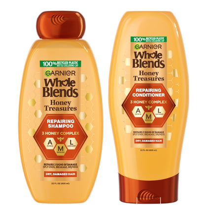Garnier Whole Blends Honey Treasures Shampoo front view 22 Fl Oz
