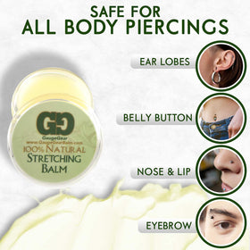 Gauge Gear Ear Stretching Balm 10ml jar on a wooden surface