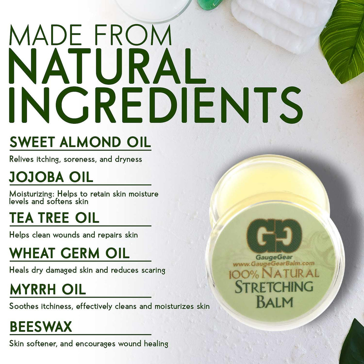 Gauge Gear Ear Stretching Balm 10ml jar with lid open