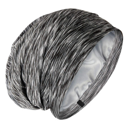 GB Selected Silk Satin Lined Bonnet Sleep Cap in Heather Black front view