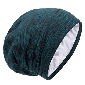 GB Selected Silk Satin Lined Bonnet Sleep Cap in Heather Lake Blue