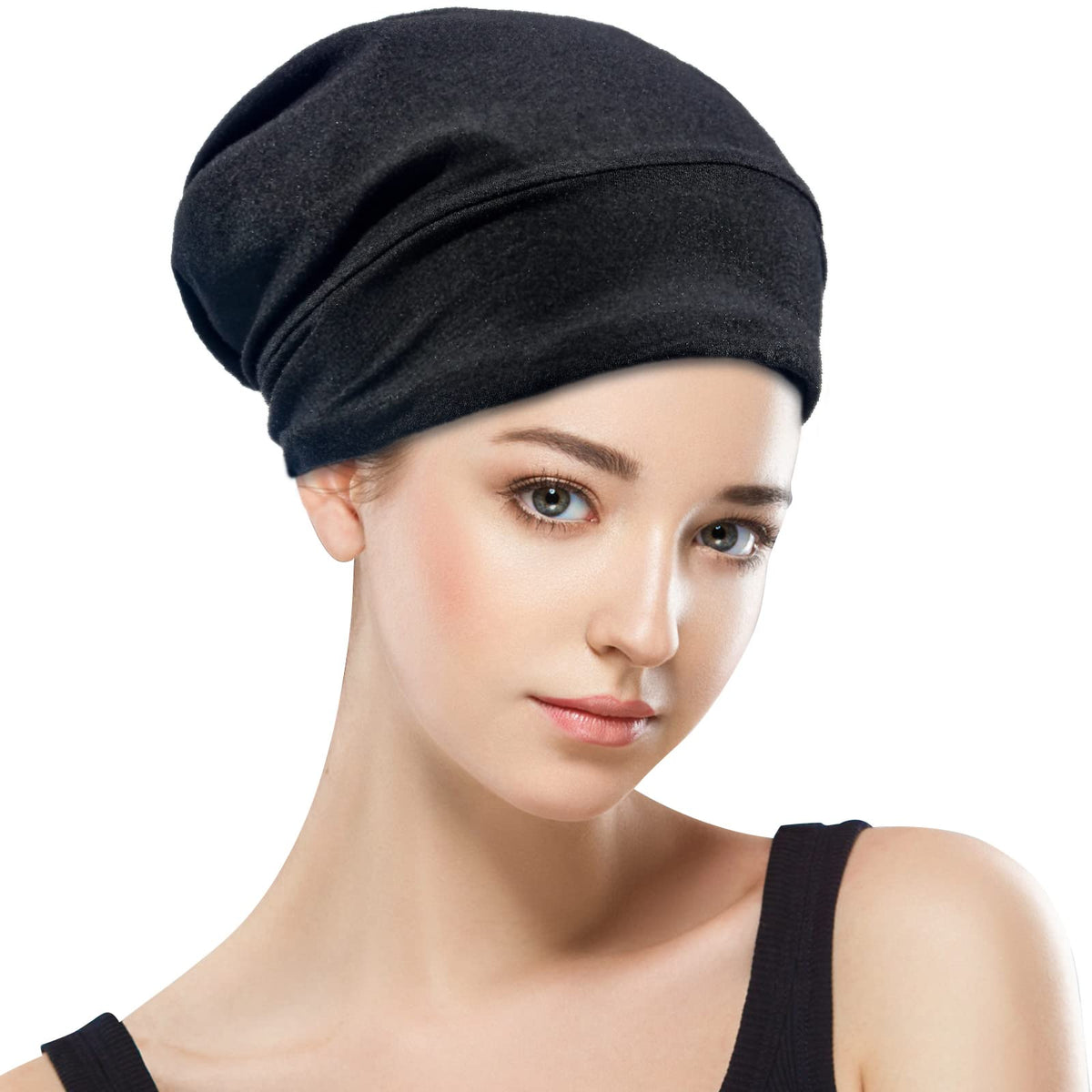 GB Selected Silk Satin Lined Bonnet Sleep Cap laid flat showing interior
