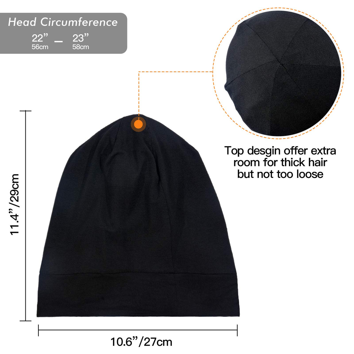 GB Selected Silk Satin Lined Bonnet Sleep Cap side view showing fit