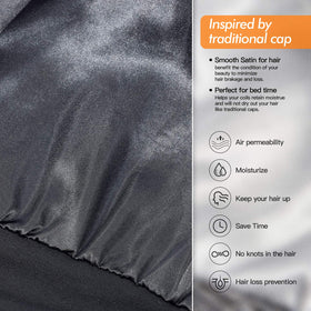 GB Selected Silk Satin Lined Bonnet Sleep Cap side view showing satin interior